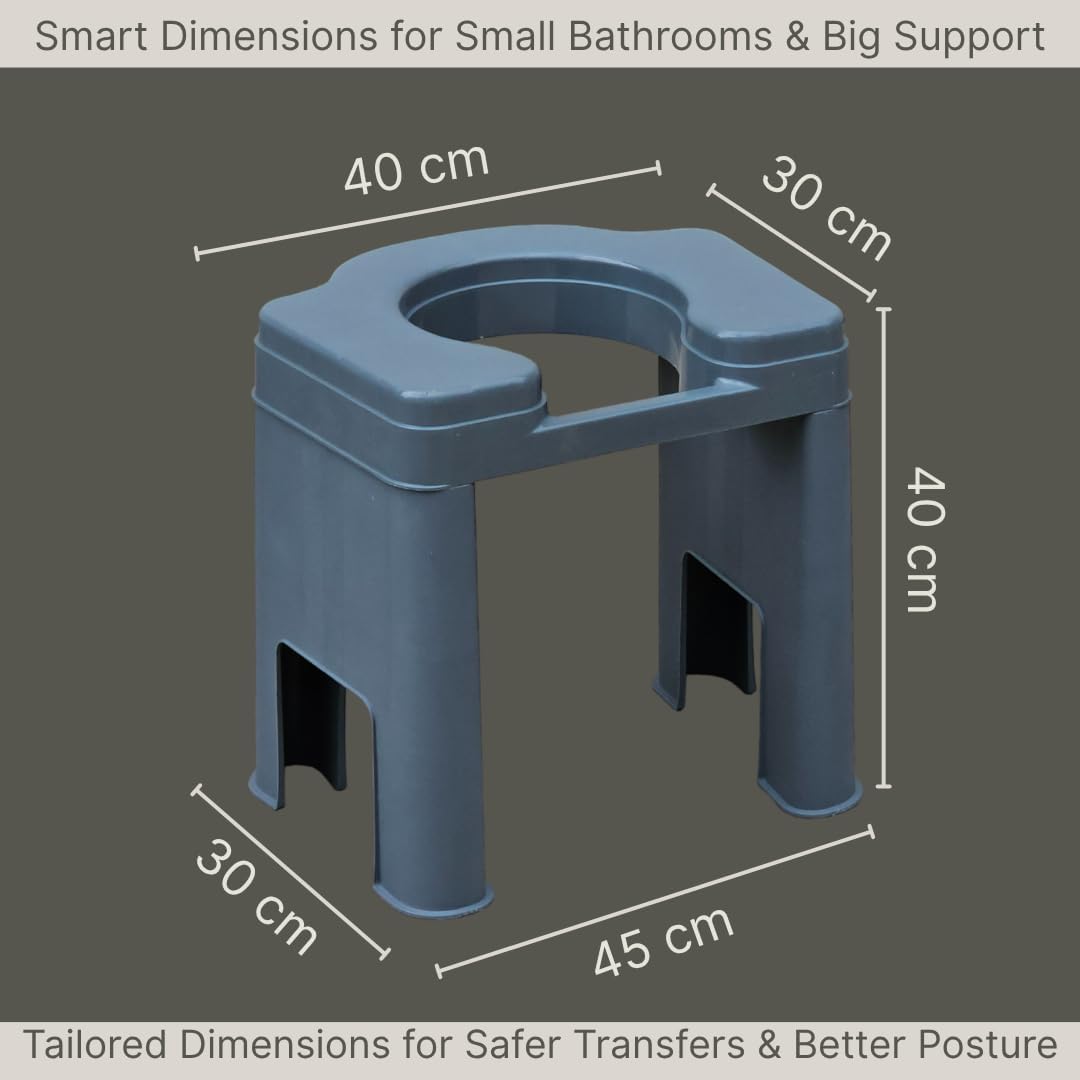 eOnekart Commode Toilet Stool Lightweight Portable Bathroom Aid Chair for Senior Citizens & Patients | 100 Kg Capacity | Durable Plastic Body | Home & Hospital Use | Easy to Clean Bedside Toilet Seat