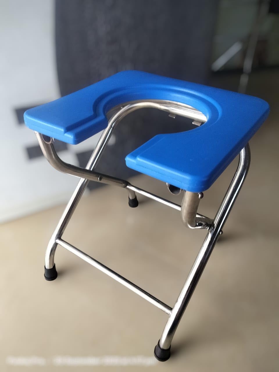 eOnekart Multicolor Imported Foldable Stainless Steel Shower Commode Stool | Bedside Commode Chair Toilet Comfortable For Elderly Pregnant Women, Senior & Disabled Patients