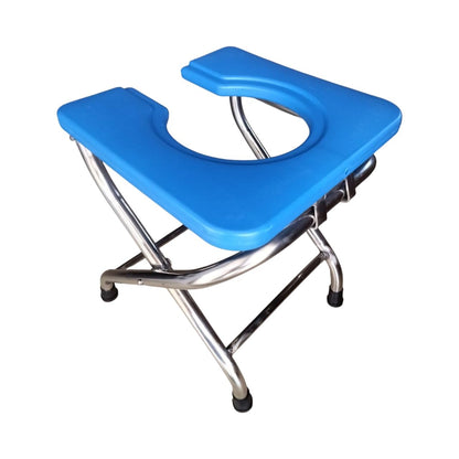 eOnekart Multicolor Imported Foldable Stainless Steel Shower Commode Stool | Bedside Commode Chair Toilet Comfortable For Elderly Pregnant Women, Senior & Disabled Patients
