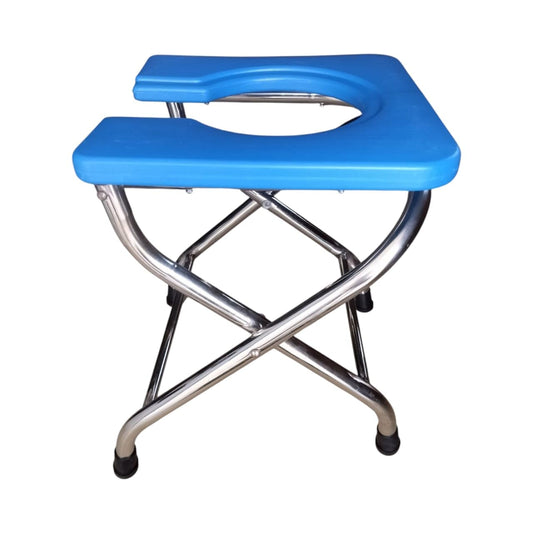 eOnekart Multicolor Imported Foldable Stainless Steel Shower Commode Stool | Bedside Commode Chair Toilet Comfortable For Elderly Pregnant Women, Senior & Disabled Patients