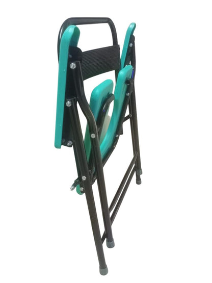 eOnekart Foldable Commode Chair for Adults & Seniors | Height Adjustable, Portable, Heavy-Duty Steel Frame, Bathroom Support Chair with Removable Pan for Patients, Disabled & Pregnant Women
