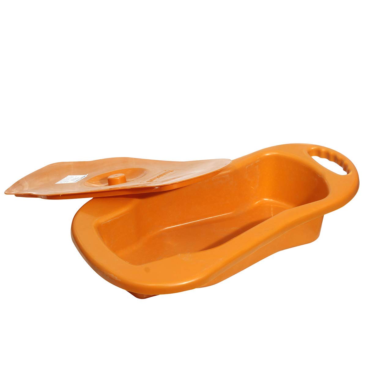 eOnekart Unisex Polypropylene Bed Pan I-25 with Lid – Full Size Adult Bedpan for Men & Women | Durable Leakproof Portable Bed Pan for Elderly, Patients & Bedridden Care | Easy Clean Medical Bedpan (Orange)