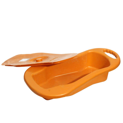eOnekart Unisex Polypropylene Bed Pan I-25 with Lid – Full Size Adult Bedpan for Men & Women | Durable Leakproof Portable Bed Pan for Elderly, Patients & Bedridden Care | Easy Clean Medical Bedpan (Orange)
