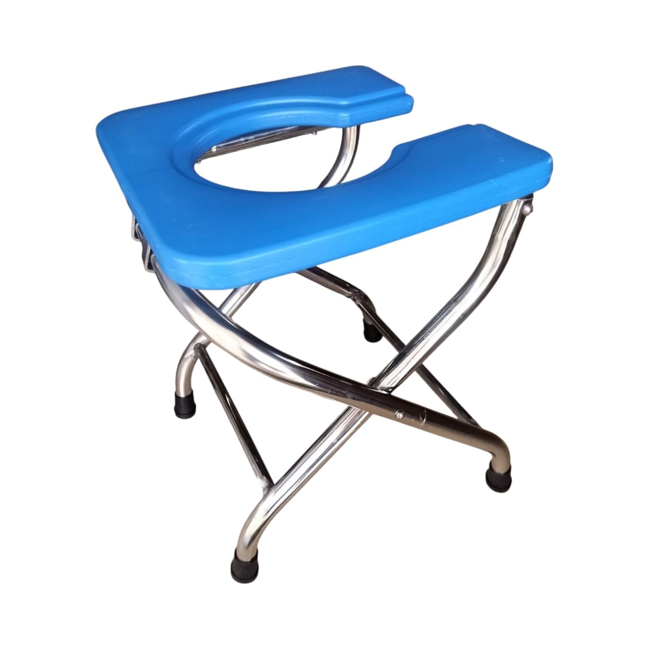 eOnekart Multicolor Imported Foldable Stainless Steel Shower Commode Stool | Bedside Commode Chair Toilet Comfortable For Elderly Pregnant Women, Senior & Disabled Patients