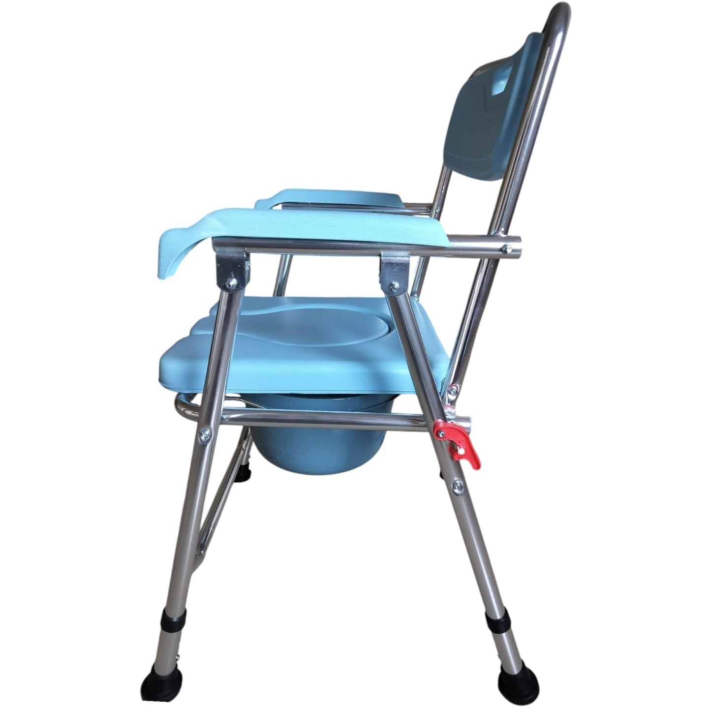 eOnekart Lightweight Foldable Portable U-Cut Seat Commode Chair with Removable Pot | Powder-Coated Steel Frame | Padded Seat | Anti-Slip Legs | Elderly, Patient & Post Surgery Use