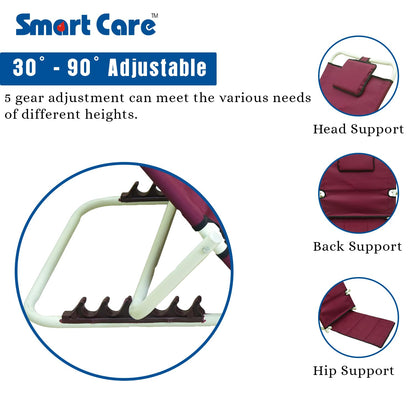 eOnekart Adjustable Hospital Back Rest for Bed or Back Support - Lightweight Portable Comfort and Convenience in Red