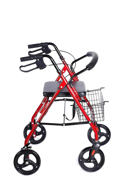 eOnekart Lightweight Foldable Height Adjustable Aluminum Steel Dual Use Rollator Walker with Seat & Removable Basket Weight Capacity 110 kg | Walker For Elderly Seniors Handicap Old People & Patients