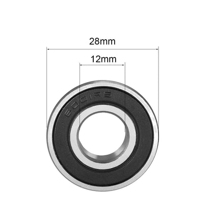 6001RS (12x28x8mm) Deep Groove Ball Bearings Rubber Double Shielded Radial Ball Bearing | 3D Printer | Robotics | DIY Projects or Wheelchair Wheel | Chrome Steel Pre-Lubricated