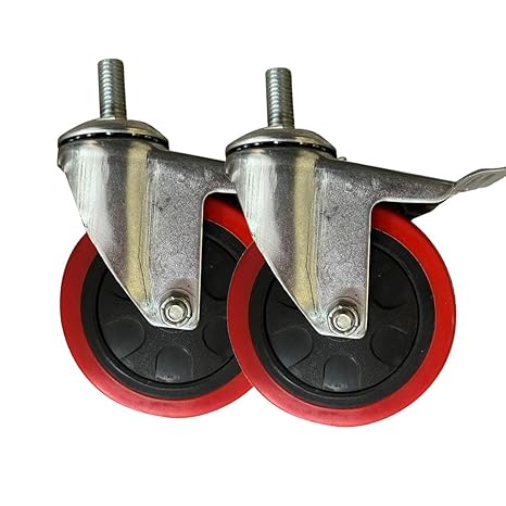 eOnekart 3 Inch Castor Wheel With Lock (Thread) Replacement for Wheelchair | Heavy Duty Durable Smooth Rolling Caster | Universal Front Wheel Spare Part for Wheelchair & Mobility Equipment (Pack of 2)