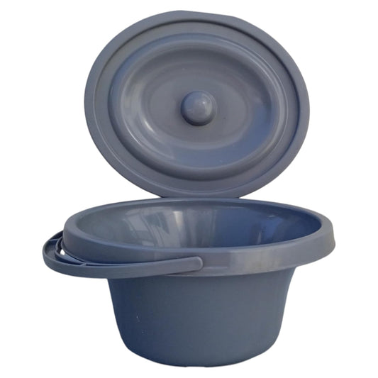 eOnekart Removable Plastic Oval Shape Commode Pot Bucket With Lid for Bedside Commode Chair | Toilet Chair | Bathroom Chair | Commode Stool| Commode Wheelchair Compatible With All Chair & Stool