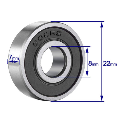 608RS (8x22x7mm) Ball Bearings Metal Double Shielded Radial Ball Bearings | 3D Printer or Robotics or DIY Projects or Wheelchair Wheel