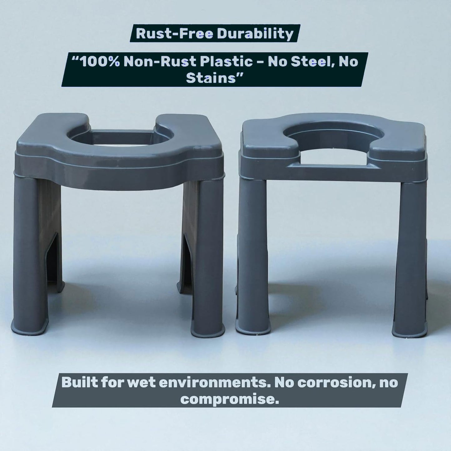 eOnekart Commode Toilet Stool Lightweight Portable Bathroom Aid Chair for Senior Citizens & Patients | 100 Kg Capacity | Durable Plastic Body | Home & Hospital Use | Easy to Clean Bedside Toilet Seat