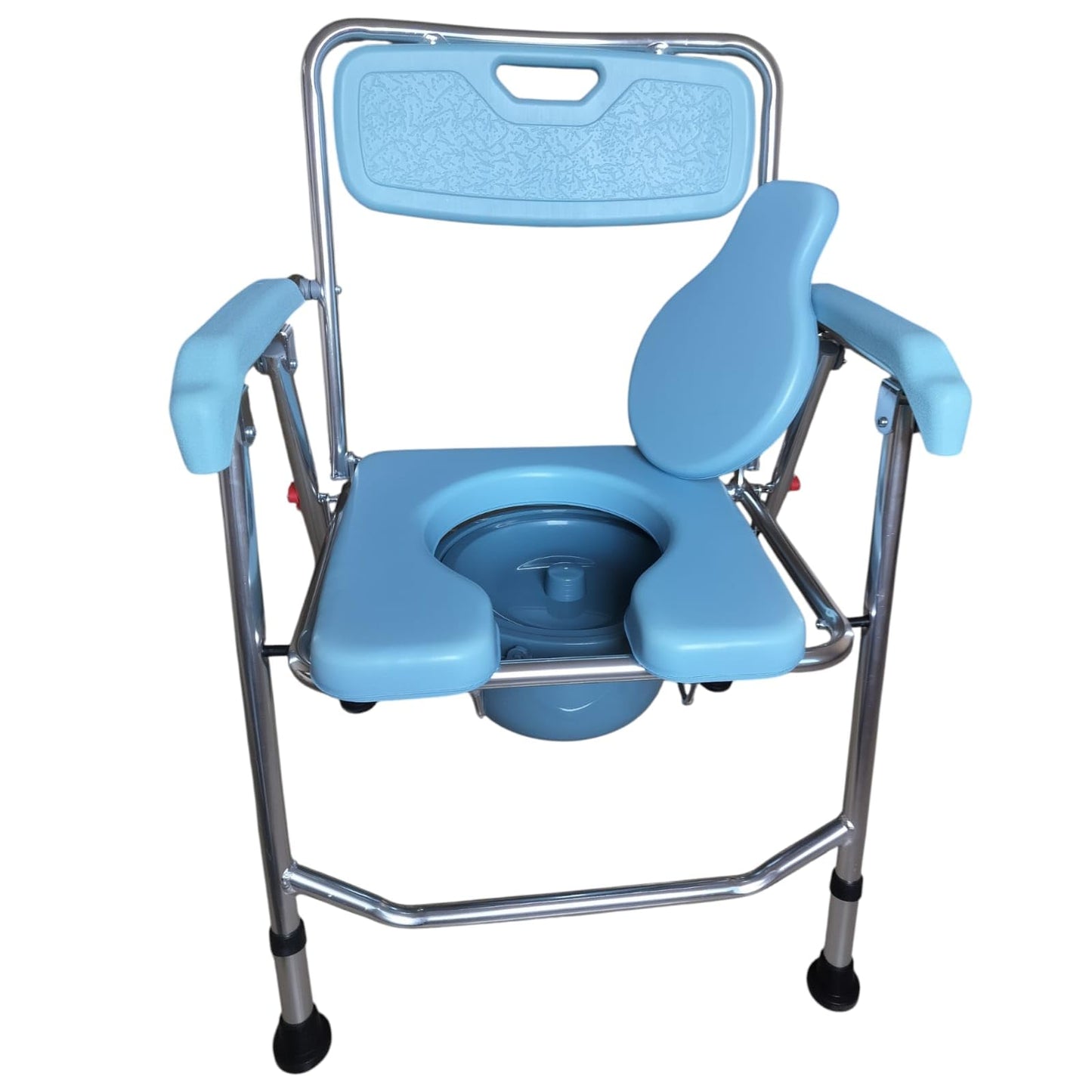 eOnekart Lightweight Foldable Portable U-Cut Seat Commode Chair with Removable Pot | Powder-Coated Steel Frame | Padded Seat | Anti-Slip Legs | Elderly, Patient & Post Surgery Use