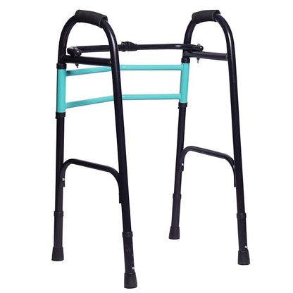 eOnekart Lightweight Height Adjustable Folding Walker with Reciprocal Action | Foldable, Portable Mobility Support for Seniors, Adults, Patients | Anti-Skid Legs, Easy Walking Aid