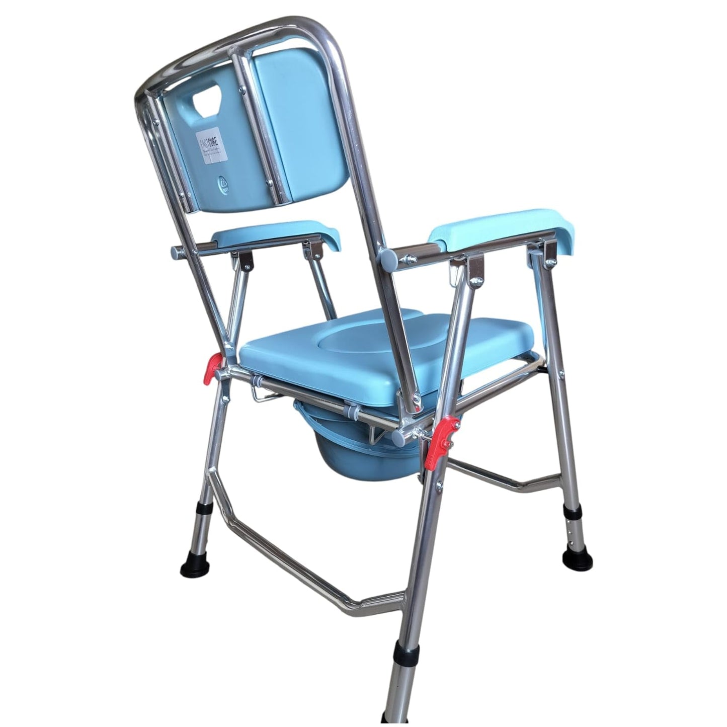 eOnekart Lightweight Foldable Portable U-Cut Seat Commode Chair with Removable Pot | Powder-Coated Steel Frame | Padded Seat | Anti-Slip Legs | Elderly, Patient & Post Surgery Use