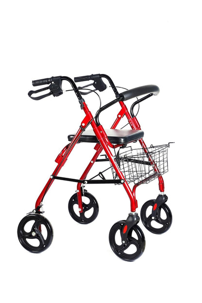 eOnekart Lightweight Foldable Height Adjustable Aluminum Steel Dual Use Rollator Walker with Seat & Removable Basket Weight Capacity 110 kg | Walker For Elderly Seniors Handicap Old People & Patients