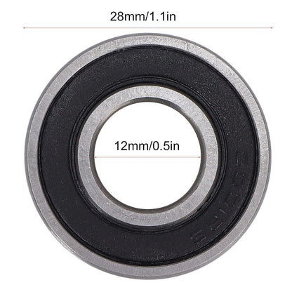 6001RS (12x28x8mm) Deep Groove Ball Bearings Rubber Double Shielded Radial Ball Bearing | 3D Printer | Robotics | DIY Projects or Wheelchair Wheel | Chrome Steel Pre-Lubricated