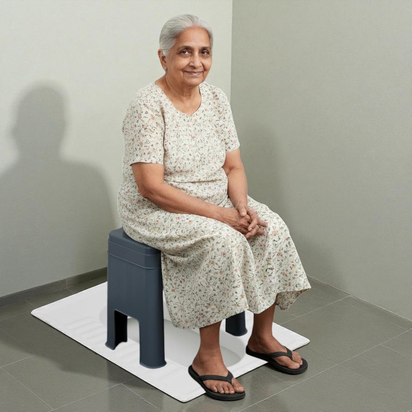 eOnekart Commode Toilet Stool Lightweight Portable Bathroom Aid Chair for Senior Citizens & Patients | 100 Kg Capacity | Durable Plastic Body | Home & Hospital Use | Easy to Clean Bedside Toilet Seat