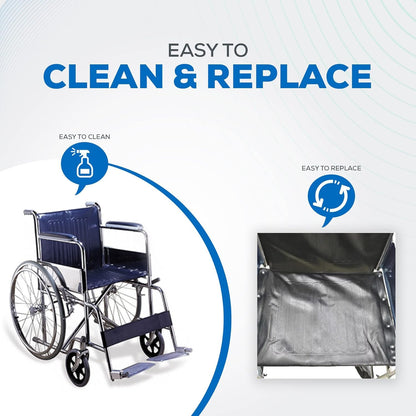 eOnekart Universal Wheelchair Replacement Seat & Back Cover Set of Size 17" Width x 19" | Depth Deluxe Leather Waterproof Easy to Clean & Use | Comfortable, Washable & Durable for Standard Wheelchairs