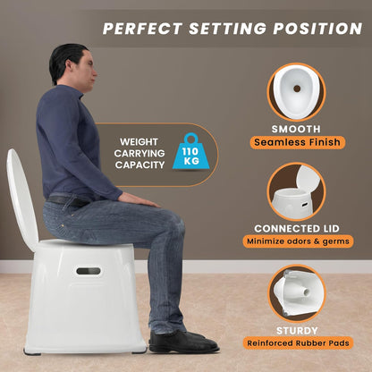 Heavy Duty Portable Commode Indian Toilet to Western Converter - Commode Stool for Indian Toilet | Toilet Stool for Patients, Pregnant Woman, Adults, Elderly, Kids, Handicap | Portable Toilet Seat | Toilet Chair I Capacity Upto 110 Kgs