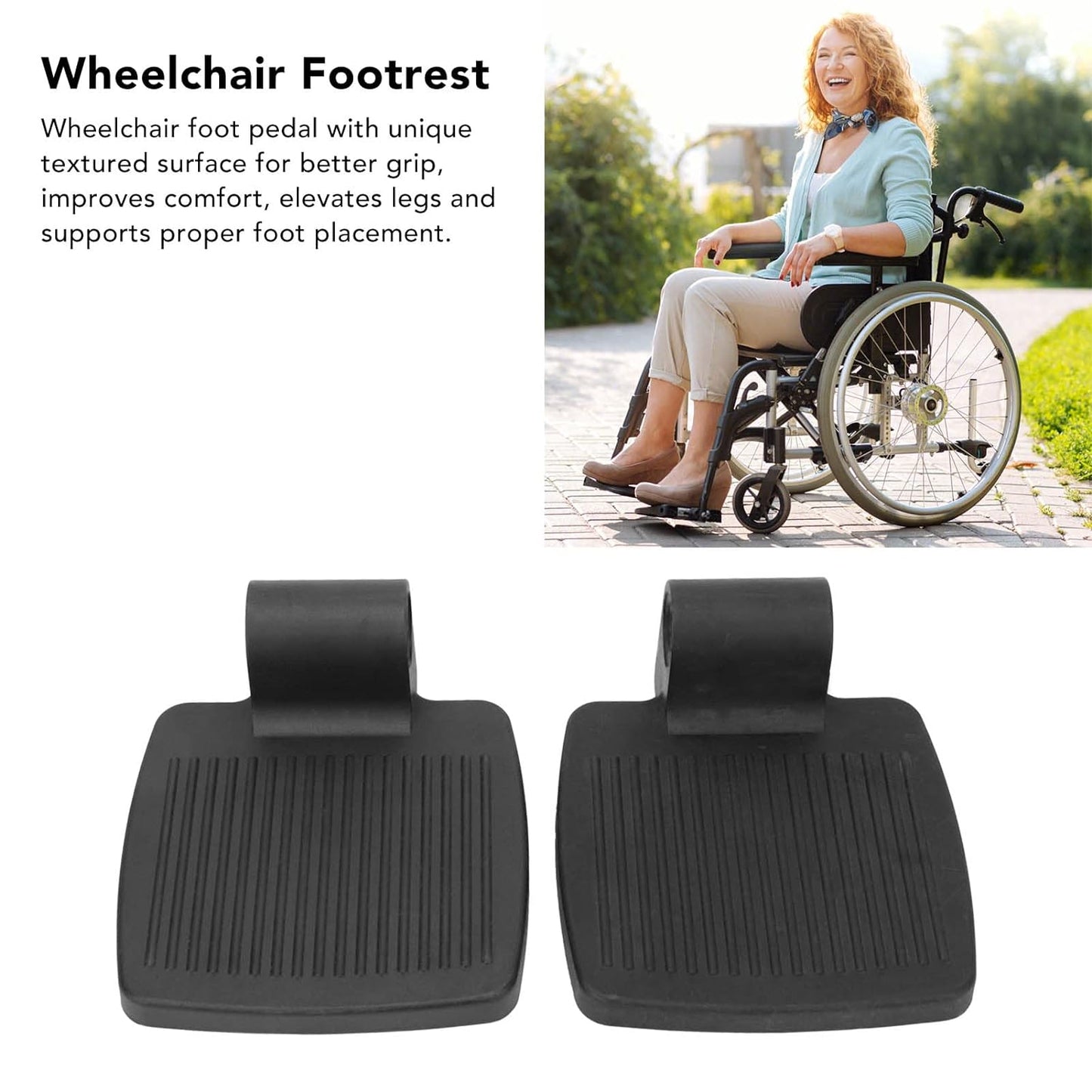 Wheelchair Footrest - Replacement Plastic Foot Plate For Left & Right Side Of Wheelchairs | Easy Install (Pack Of 2)