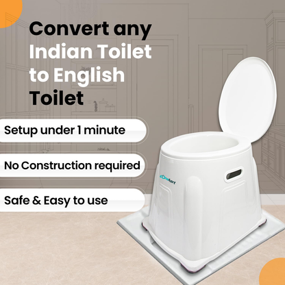 Heavy Duty Portable Commode Indian Toilet to Western Converter - Commode Stool for Indian Toilet | Toilet Stool for Patients, Pregnant Woman, Adults, Elderly, Kids, Handicap | Portable Toilet Seat | Toilet Chair I Capacity Upto 110 Kgs