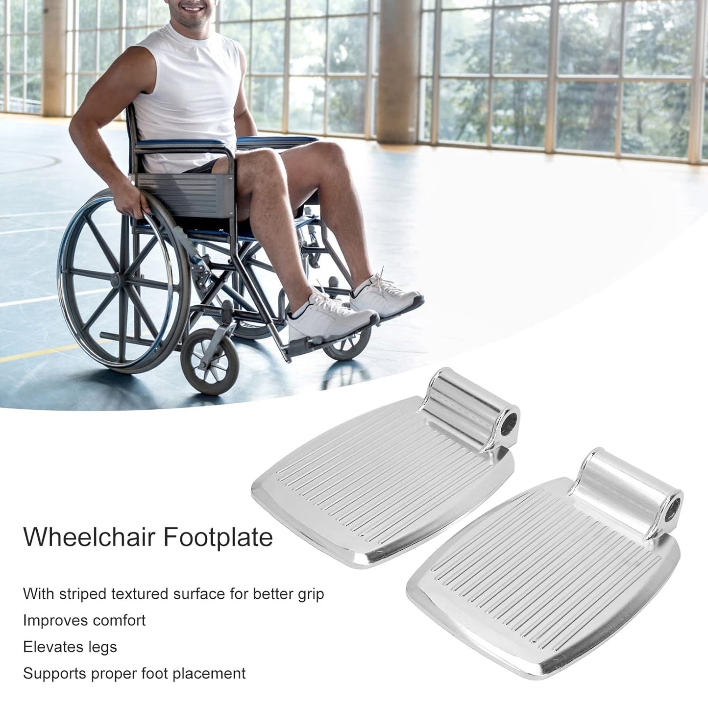 Wheelchair Footrest - Replacement Aluminium Foot Plate  - Without Road Foot Rest