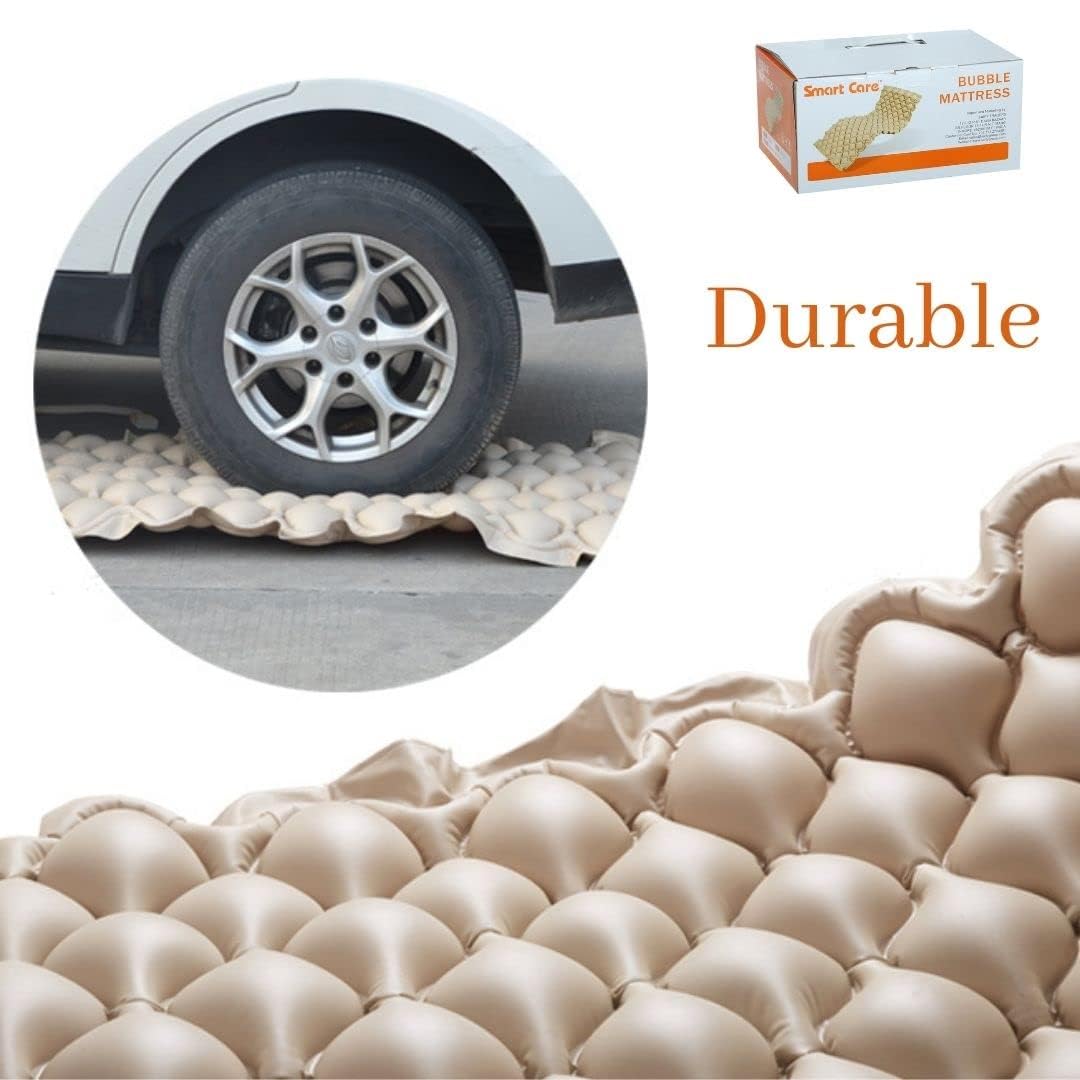 Air Bed Mattress Anti Decubitus Air Pump & Bubble Mattress (Beige) Portable Adjustable Durable PVC Material