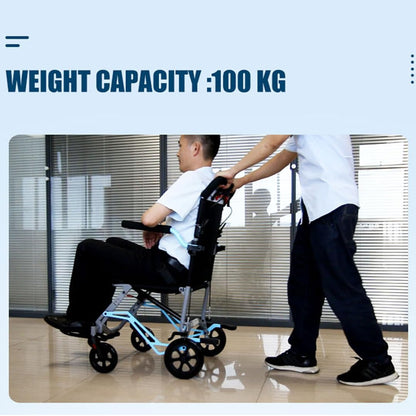 Airplane Transit Wheelchair | Lightweight Aluminium Portable Transport Chair | Half-folding Backrest | Flip-up Leg Rest