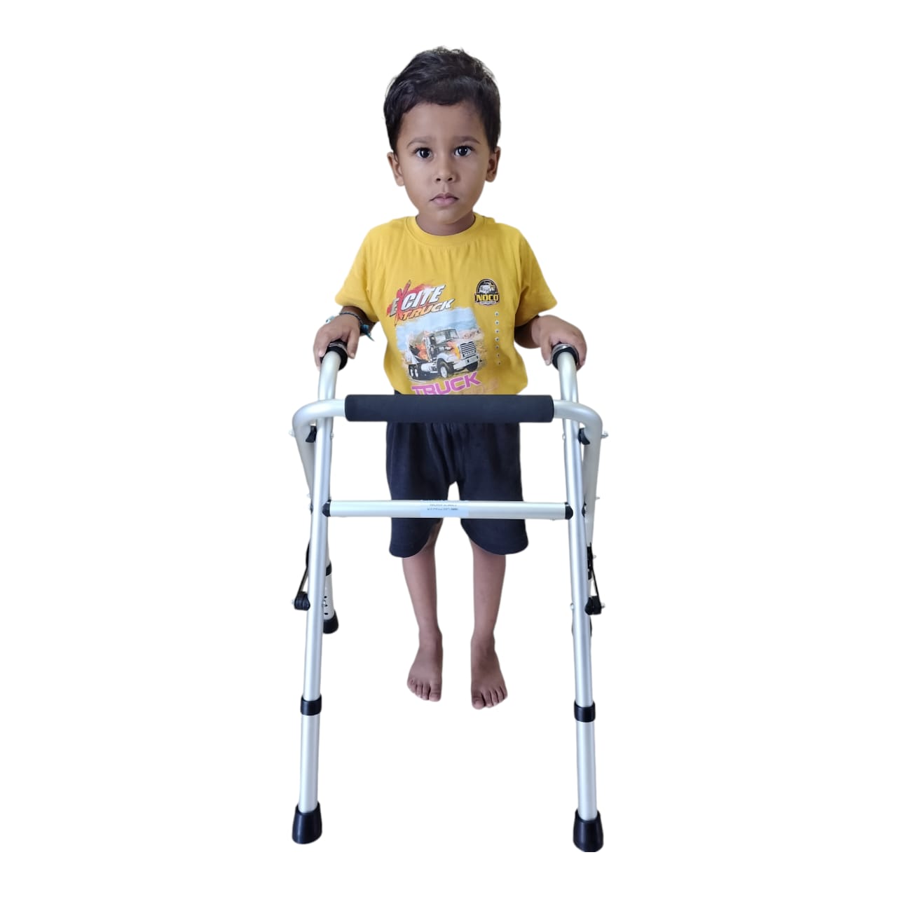 Smartcare Silver Aluminium 5 Inch Height Adjustable Folding Walker for Kids 966LS (Small Size) - Extremely Lightweight Portable Stylish & Secure Mobility Solution