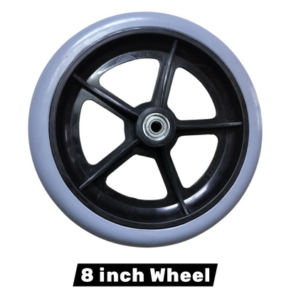 Premium Imported 8 Inch Front Caster Solid PU Wheel Replacement for Wheelchair With Bearing - Grey (Pack of 2)
