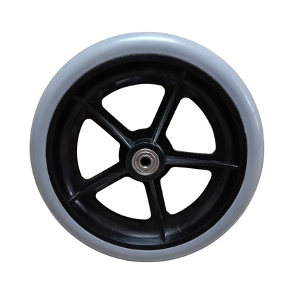 Premium Imported 8 Inch Front Caster Solid PU Wheel Replacement for Wheelchair With Bearing - Grey (Pack of 1)
