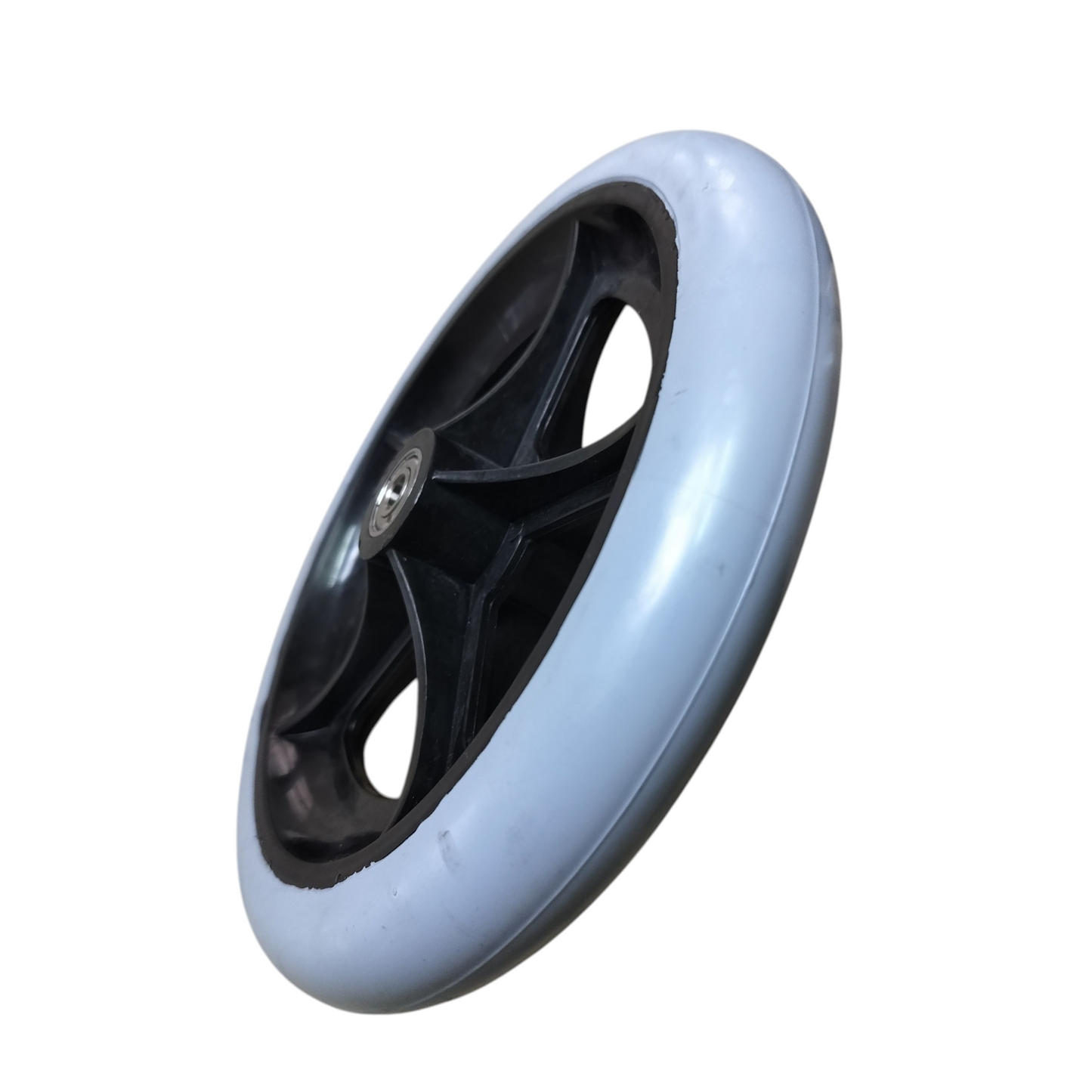 Premium Imported 8 Inch Front Caster Solid PU Wheel Replacement for Wheelchair With Bearing - Grey (Pack of 2)