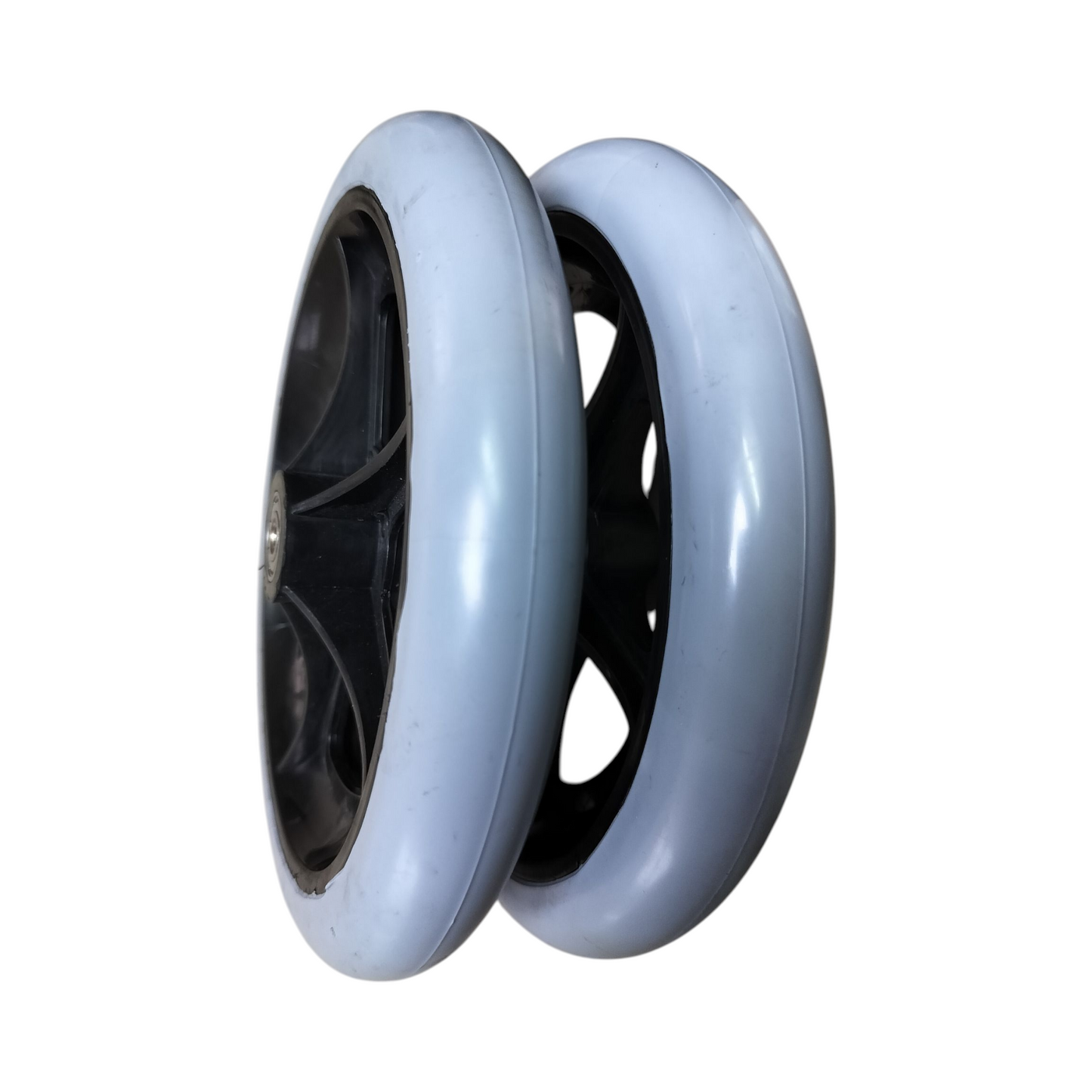 Premium Imported 8 Inch Front Caster Solid PU Wheel Replacement for Wheelchair With Bearing - Grey (Pack of 2)