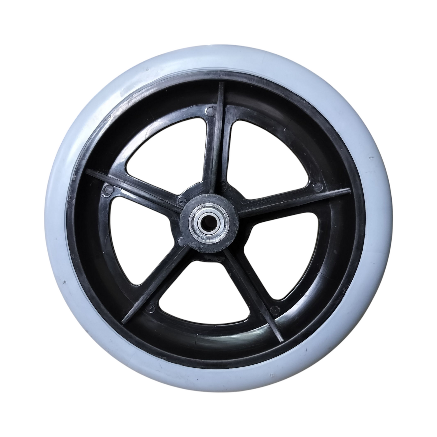 Premium Imported 8 Inch Front Caster Solid PU Wheel Replacement for Wheelchair With Bearing - Grey (Pack of 1)