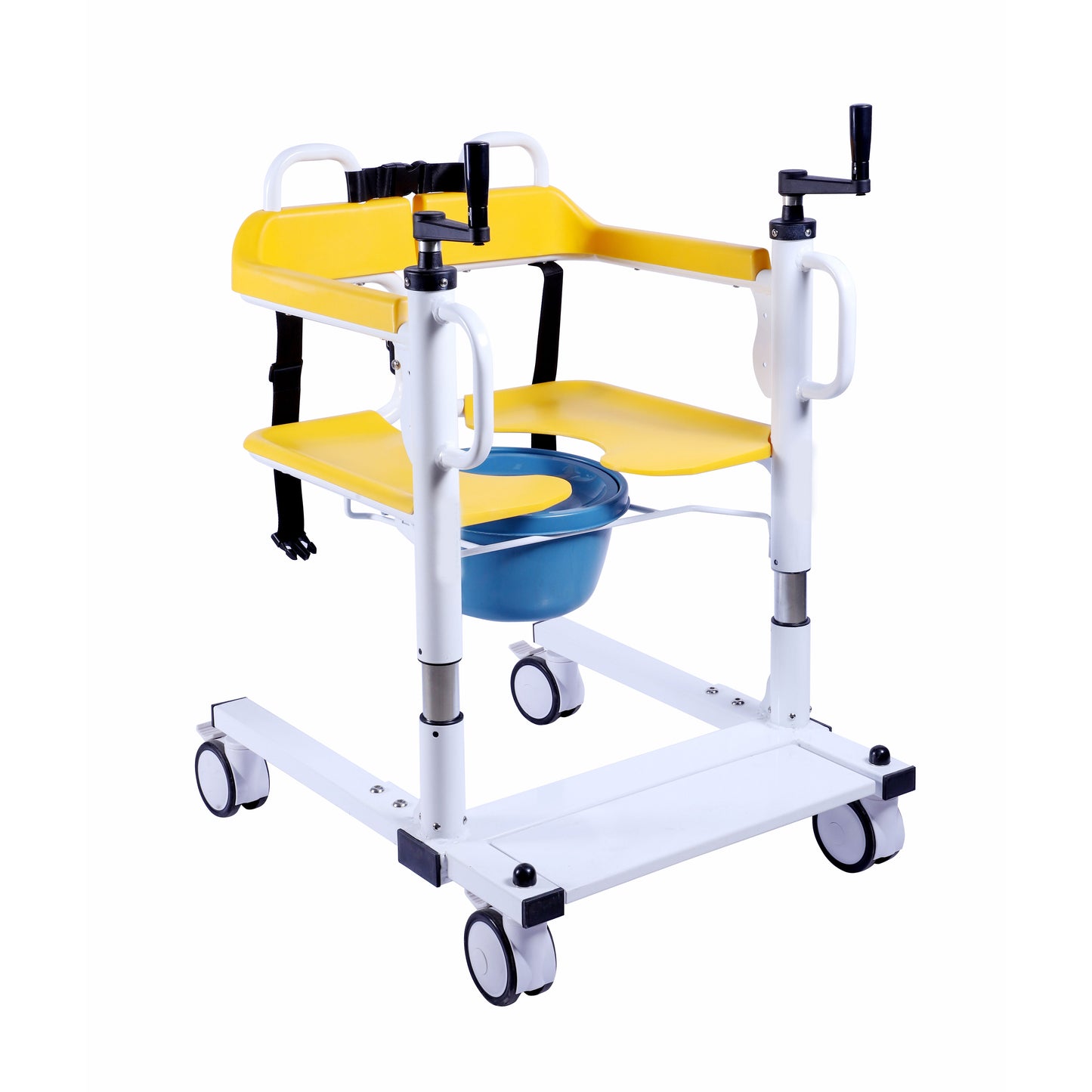 eOnekart 3-in-1 Fast Assembled Patient Lift & Transfer Wheelchair | Adjustable Height | Shower/Commode Chair | Safety Lock & Belt | 360° Swivel All-Wheel Brake | Elderly, Disabled & Caregiver Support