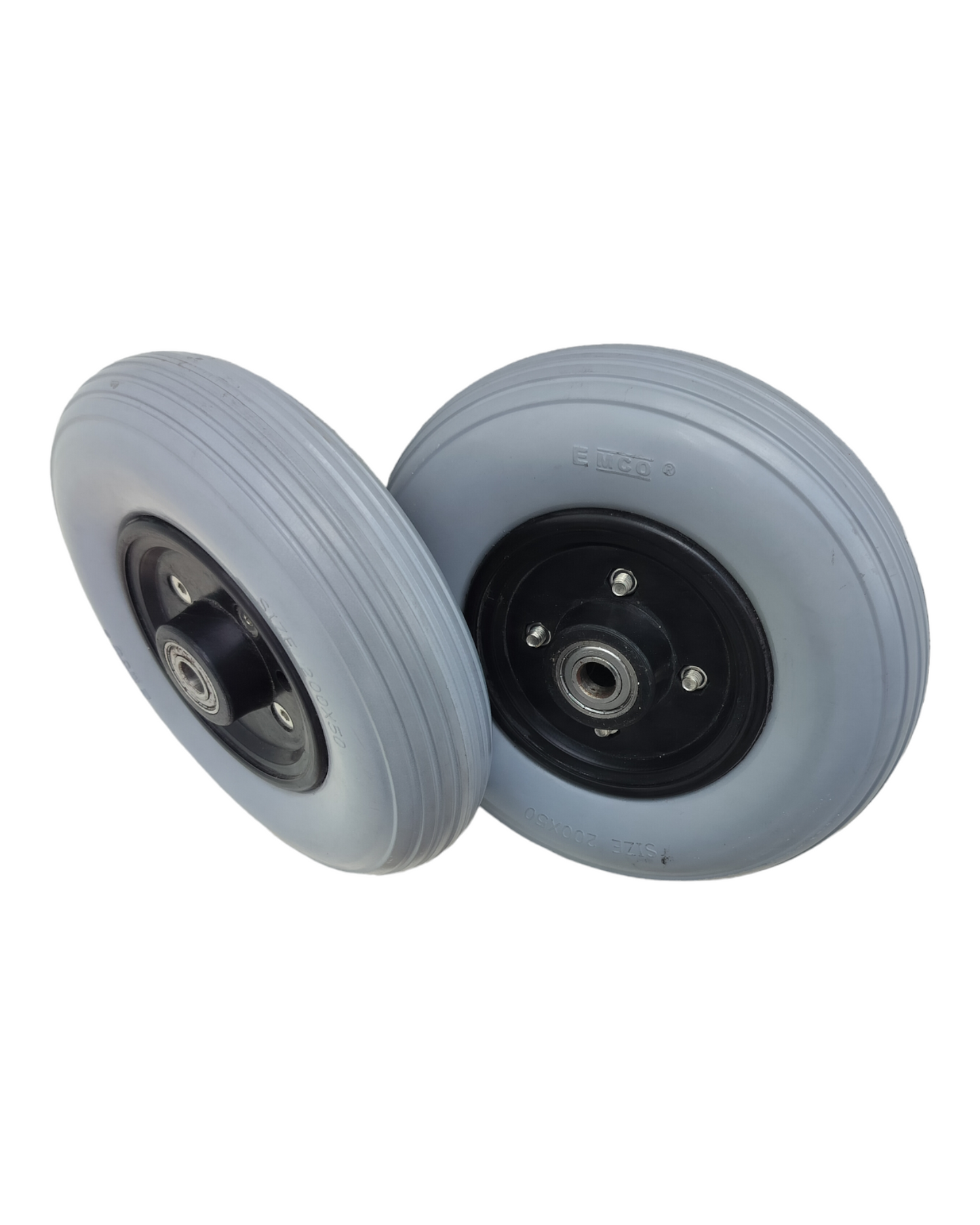 8 Inch (200×50) Front Caster Wheel for Electric Wheelchair With Bearing (Pack of 2) - Grey