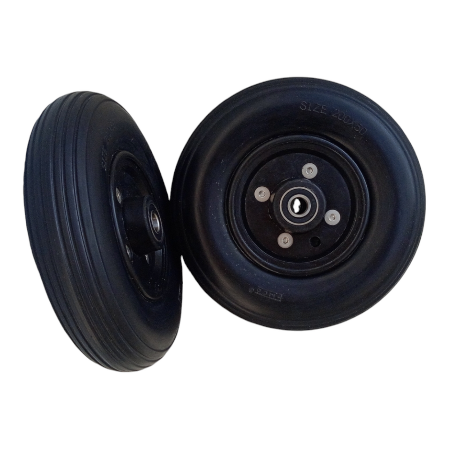 8 Inch (200×50) Front Caster Wheel for Electric Wheelchair With Bearing (Pack of 2) - Black