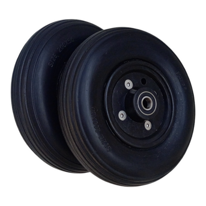 8 Inch (200×50) Front Caster Wheel for Electric Wheelchair With Bearing (Pack of 2) - Black