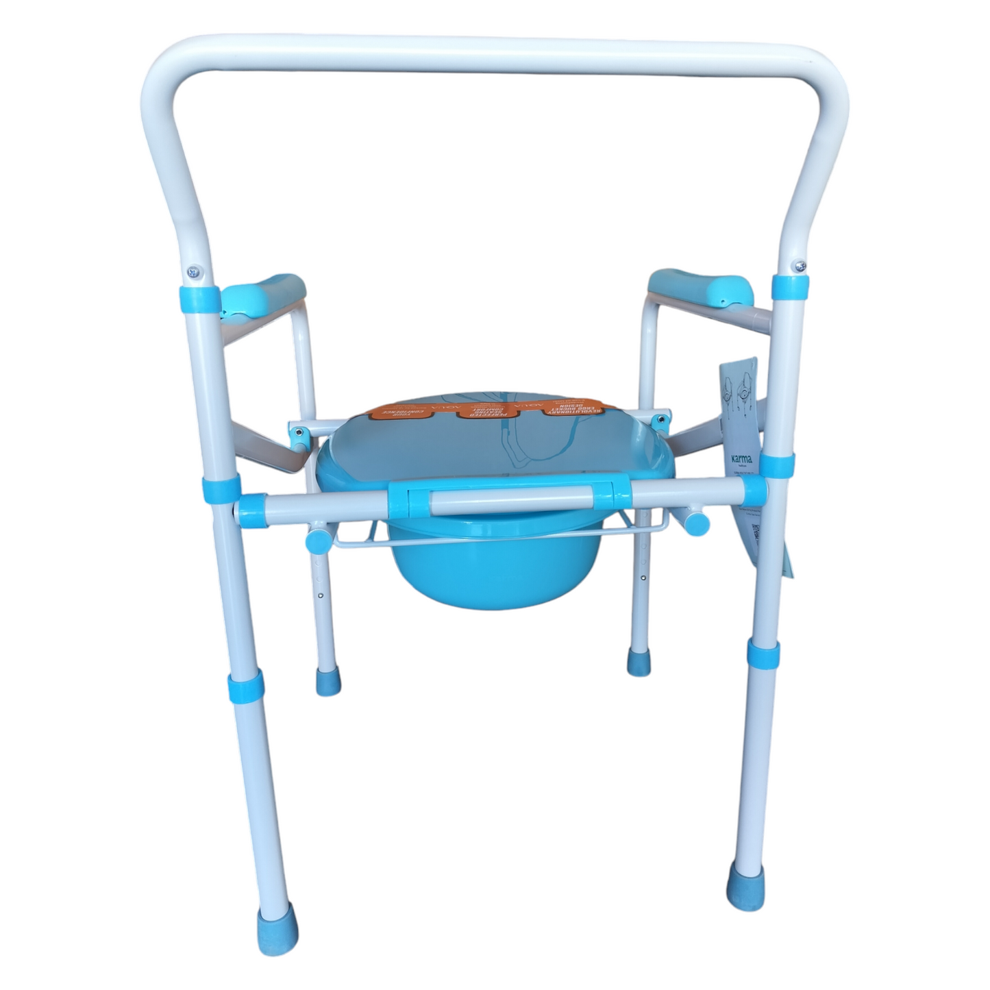 Karma Aqua-2 Bedside Commode Chair for Adult Patient for Home Hospitals Clinics I Weight Capacity Upto 120kg I Height Adjustable I Foldable Toilet Seat - Blue