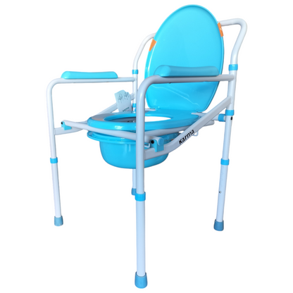 Karma Aqua-2 Bedside Commode Chair for Adult Patient for Home Hospitals Clinics I Weight Capacity Upto 120kg I Height Adjustable I Foldable Toilet Seat - Blue