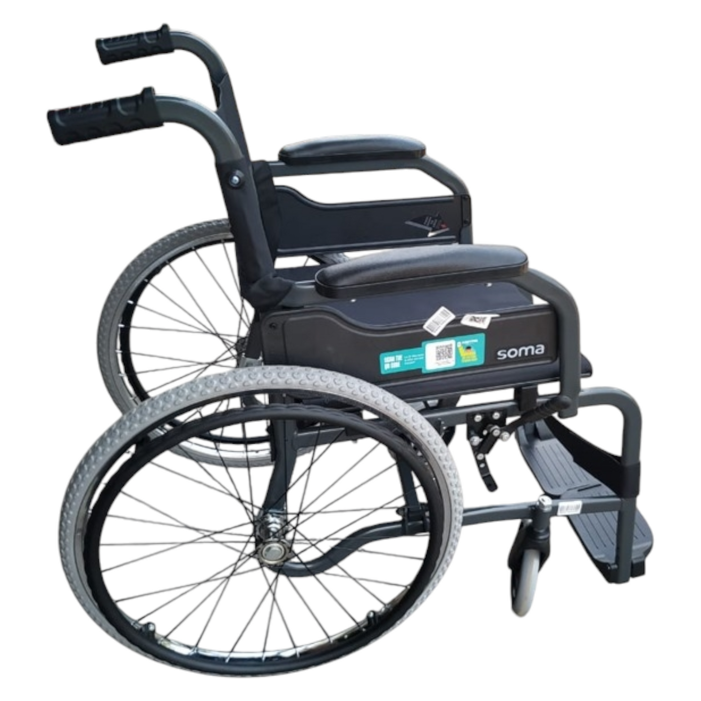 Karma Champion 200 Lightweight Foldable Wheelchair WithbSpoke Rear Wheels & Tipper Lever | Self-Propelled | Carbon Steel Frame | Upto 100 Kg | Comfortable and 2X Durable