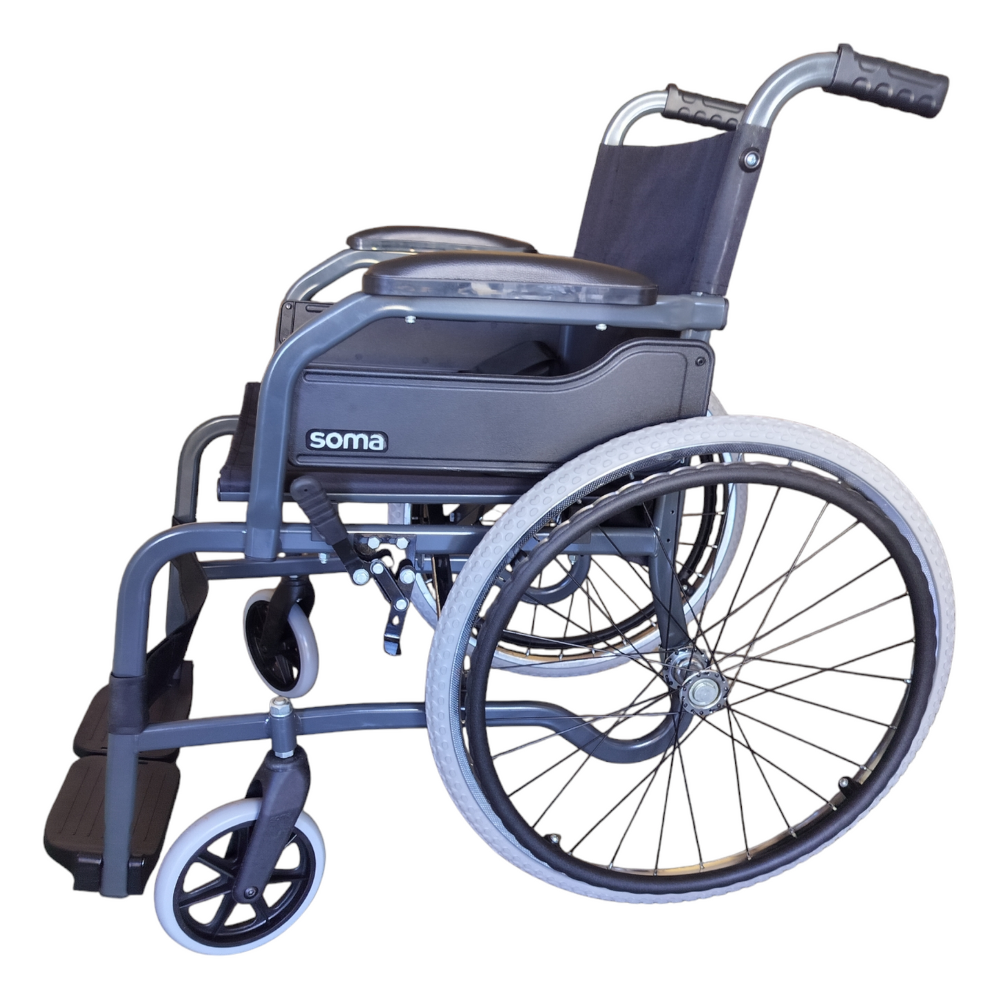 Karma Champion 200 Lightweight Foldable Wheelchair WithbSpoke Rear Wheels & Tipper Lever | Self-Propelled | Carbon Steel Frame | Upto 100 Kg | Comfortable and 2X Durable