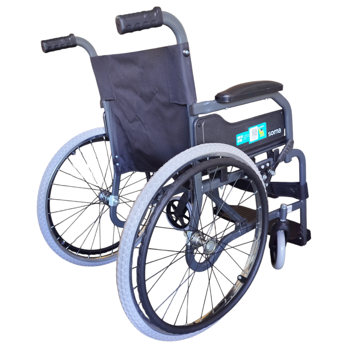 Karma Champion 200 Lightweight Foldable Wheelchair WithbSpoke Rear Wheels & Tipper Lever | Self-Propelled | Carbon Steel Frame | Upto 100 Kg | Comfortable and 2X Durable