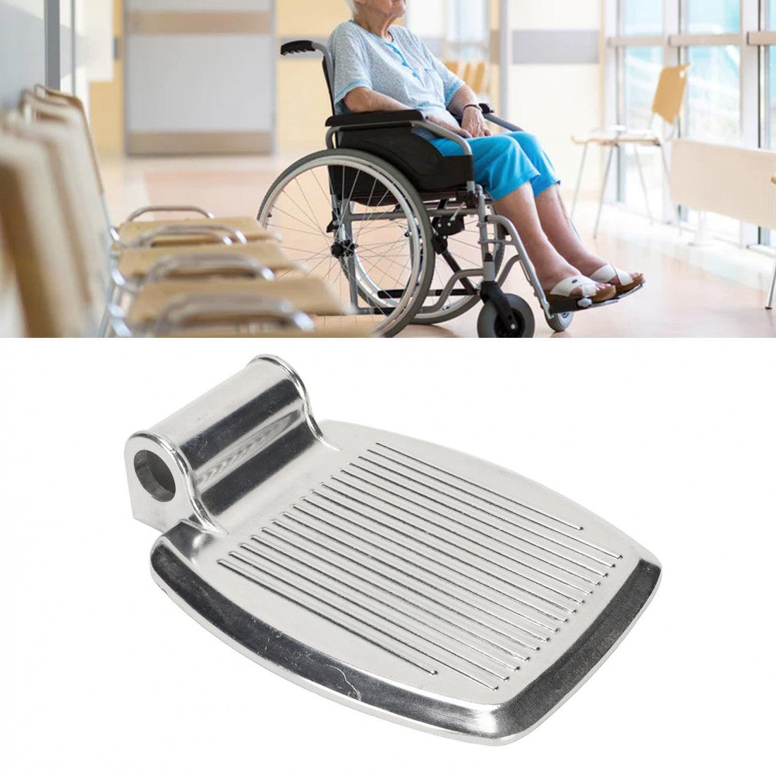 Wheelchair Footrest - Replacement Aluminium Foot Plate  - Without Road Foot Rest