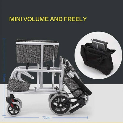 Ultralightweight Compact Foldable Portable Aluminum Transit Wheelchair With Travelling Carry Bag - Flip Up Footrests & Armrests | Attendant Propelled With Brake For Adults, Elderly & Children