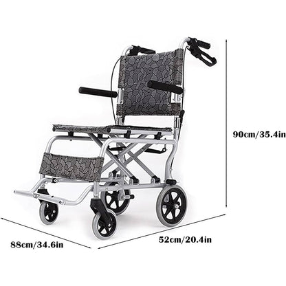Ultralightweight Compact Foldable Portable Aluminum Transit Wheelchair With Travelling Carry Bag - Flip Up Footrests & Armrests | Attendant Propelled With Brake For Adults, Elderly & Children