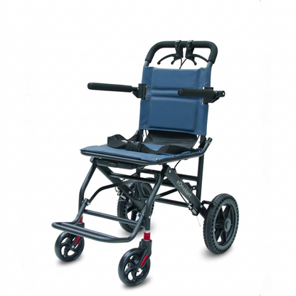 Ultra-Lightweight Foldable Transit Wheelchair with Mild Steel Frame, Flip-Up Armrest & Leg Rest, Attendant Brakes, Safety Belt, Back Pocket & Carry Bag for Travel & Daily Use