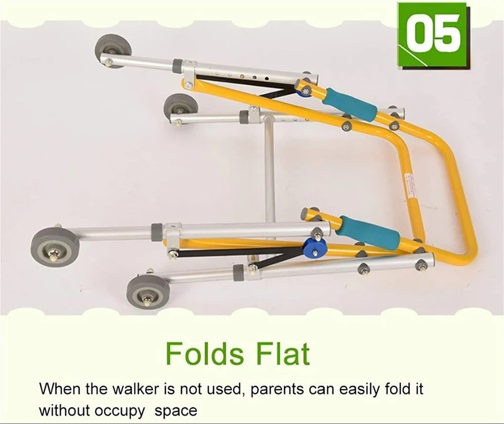 eOnekart CP Child Rollator Walker | Lightweight Foldable Reverse Walker for Kids | Soft Wheels | Aluminum Frame | Height Adjustable | Child Stand & Mobility Support for Cerebral Palsy