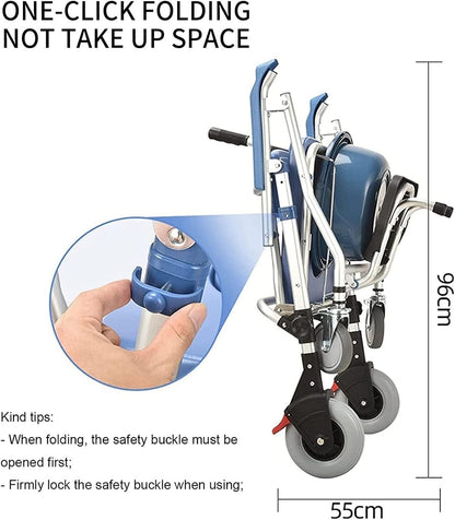 Multipurpose 4-in-1 Folding Bedside Commode Shower Wheelchair With Bucket, Armrest, Footrest & Padded Cushion | Rolling Bathroom/toilet Transport Chair Locking Wheels for Elderly and Seniors